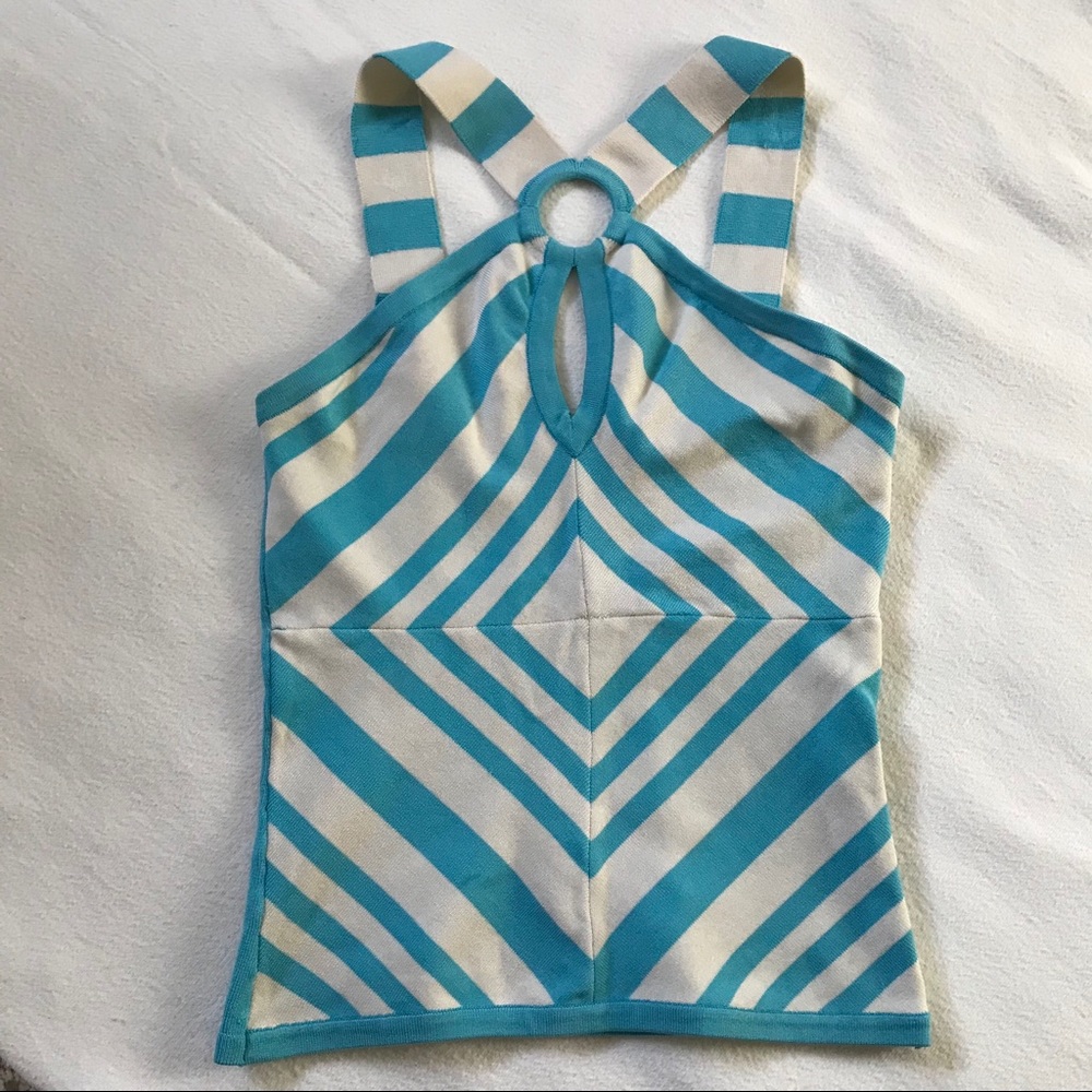 Silk - Never Worn - Bebe Blue & White Tank